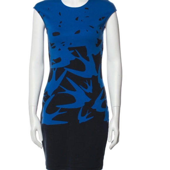 Alexander Mcqueen NWT Birds Mini dress Blue/ Black Size Small - Picture 1 of 2